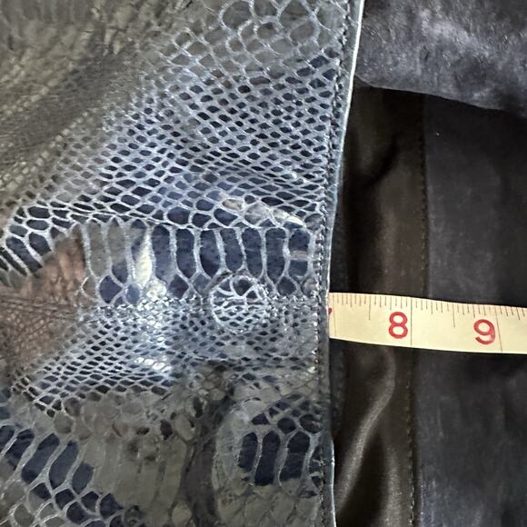 Vintage Alfani Leather Croc Embossed Blue 100% Leather suede lined Bag y2k retro - Picture 16 of 16